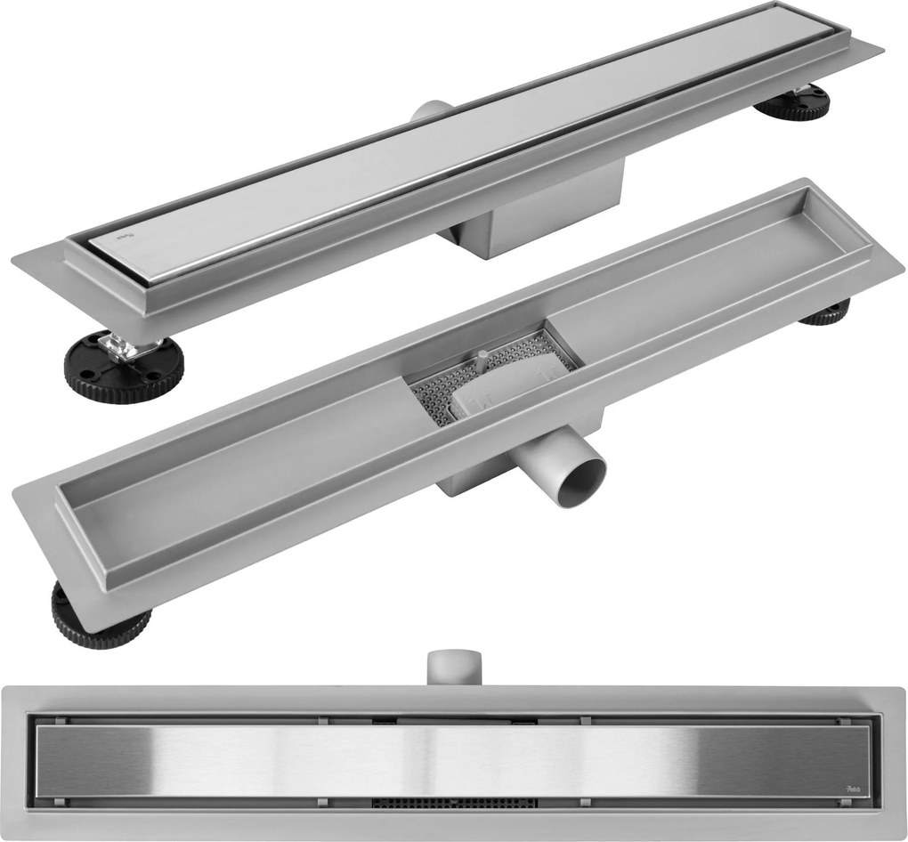 Lineaire afvoer Rea Neox BRUSH Steel 60