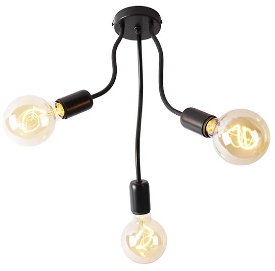 Design plafondlamp zwart 3-lichts - Wimme Design E27 Binnenverlichting Lamp