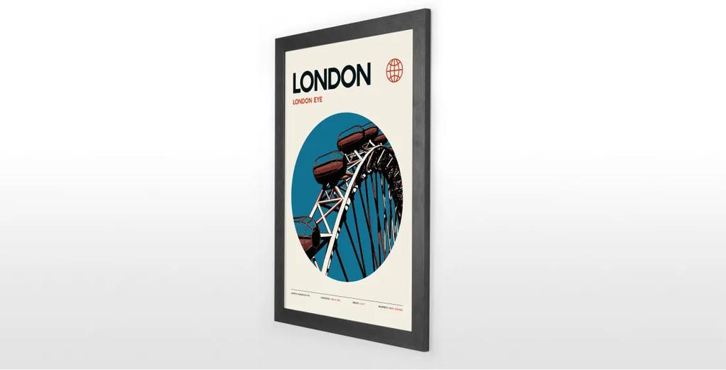 London Eye A2 poster met frame, blauw