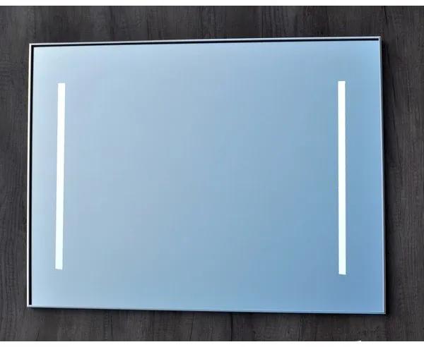 Sanicare Qmirrors LED Spiegel met Warm White Leds 70cm Sensor schakelaar 2 x verticale strook alu omlijsting LW2.70070A