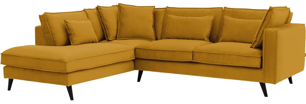 Goossens Bank Suite geel, stof, 2,5-zits, elegant chic met ligelement links