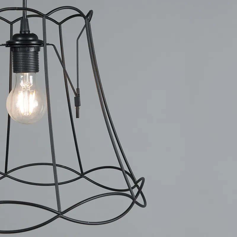 Retro hanglamp zwart 35 cm - Granny Frame Retro Minimalistisch E27 Draadlamp rond Binnenverlichting Lamp