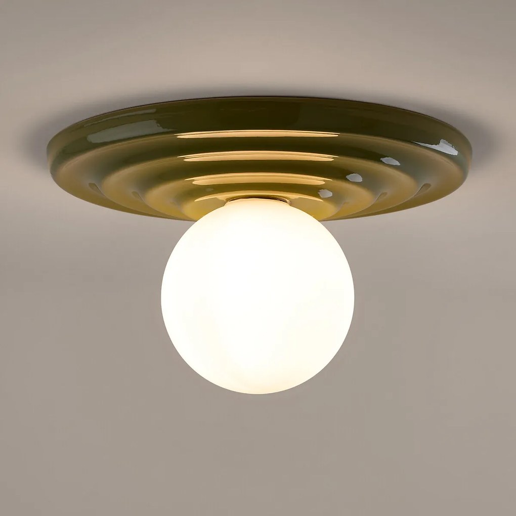 Plafondlamp of wandlamp, van keramiek en opaalglas, diameter 33,2 cm, HOLI