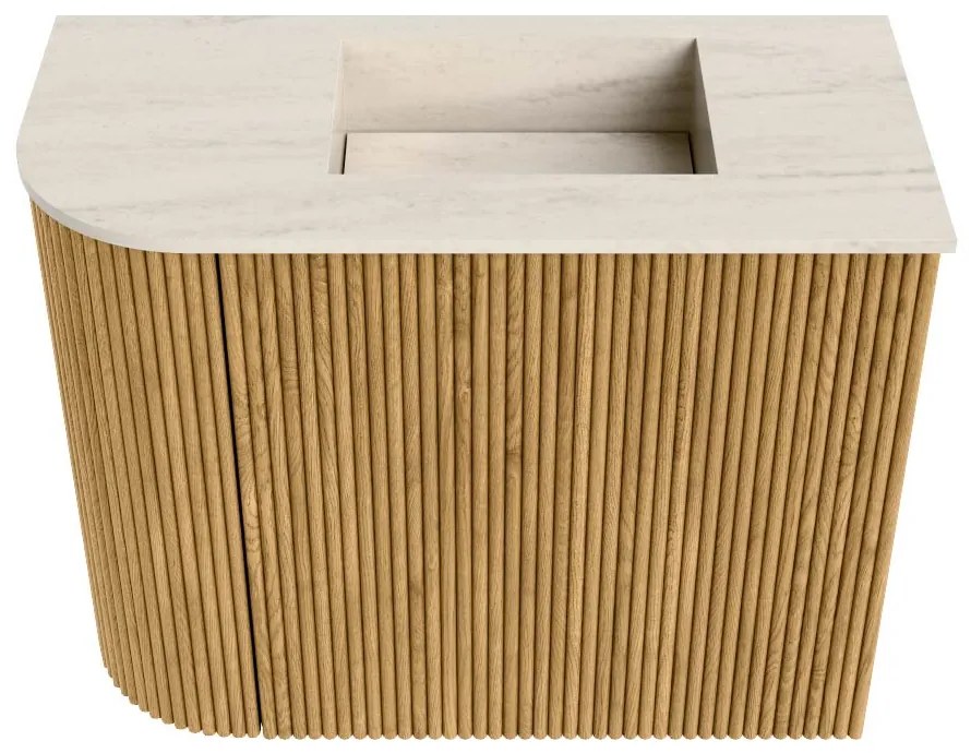 Mondiaz Joya DLux 50cm toiletmeubel ronding links oak met wastafel faye rechts zonder kraangat meli
