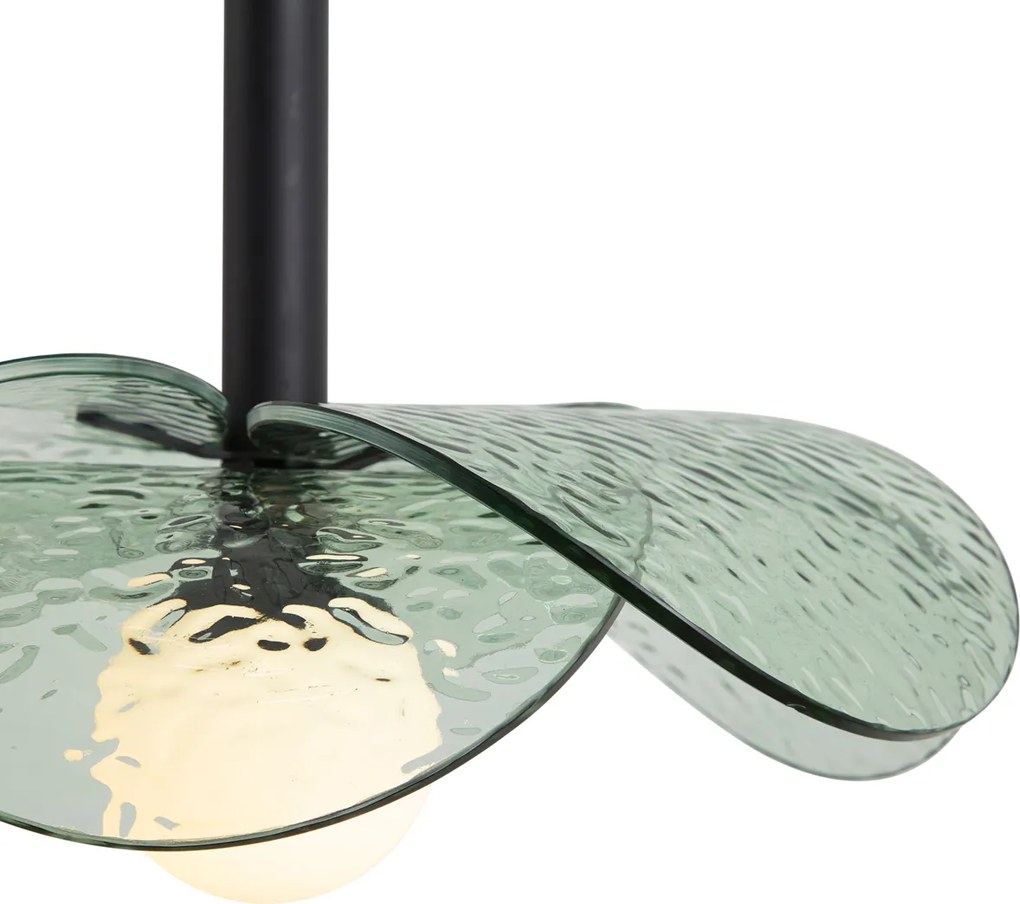 Design hanglamp zwart met groen glas - Kemner