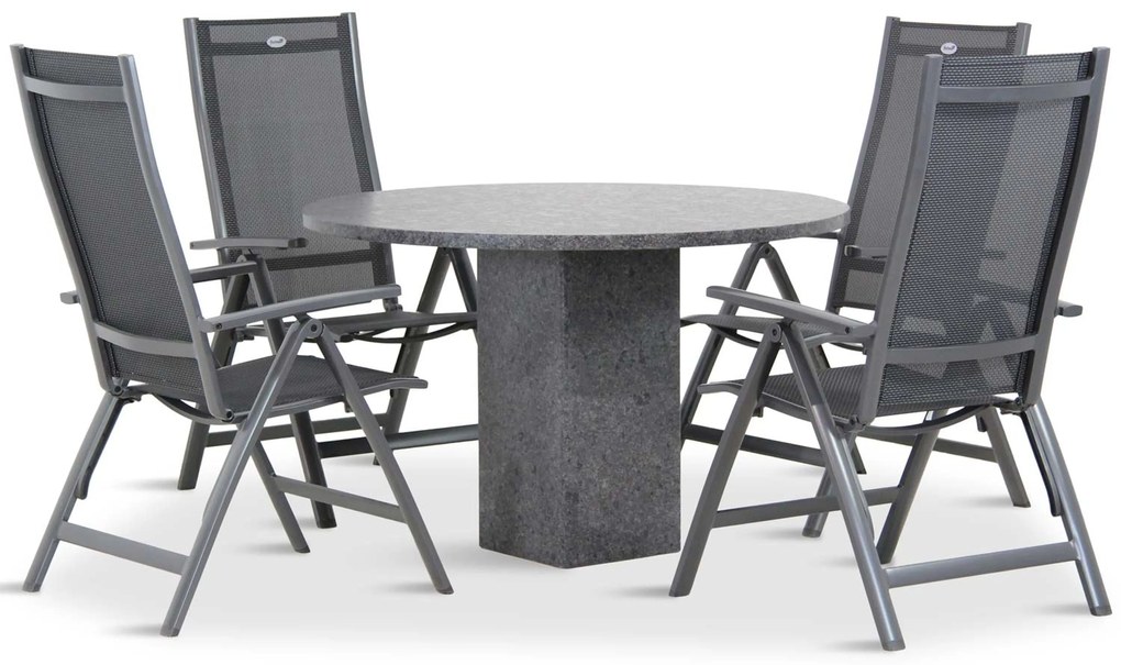 Tuinset Ronde Tuintafel 4 personen 120 cm Aluminium/Textileen Grijs  Hartman Royal