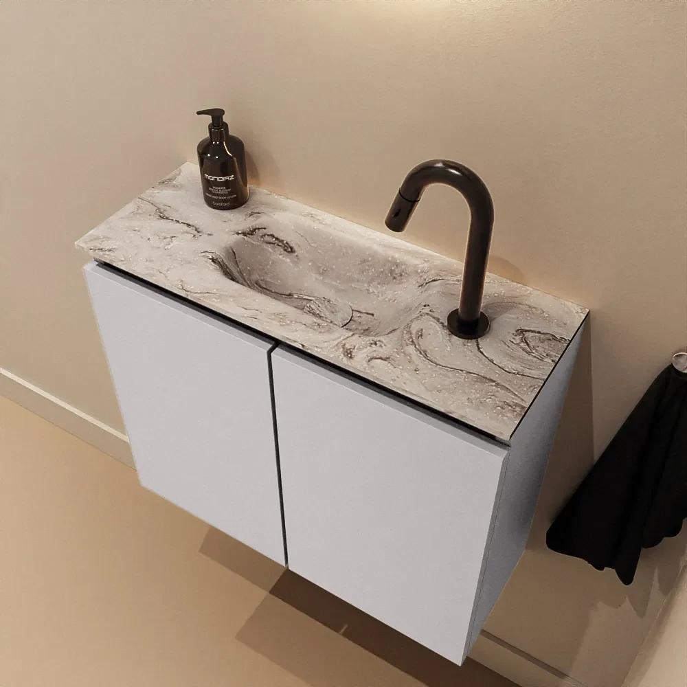 Mondiaz Ture DLux toiletmeubel 60cm cale met wastafel glace midden met kraangat
