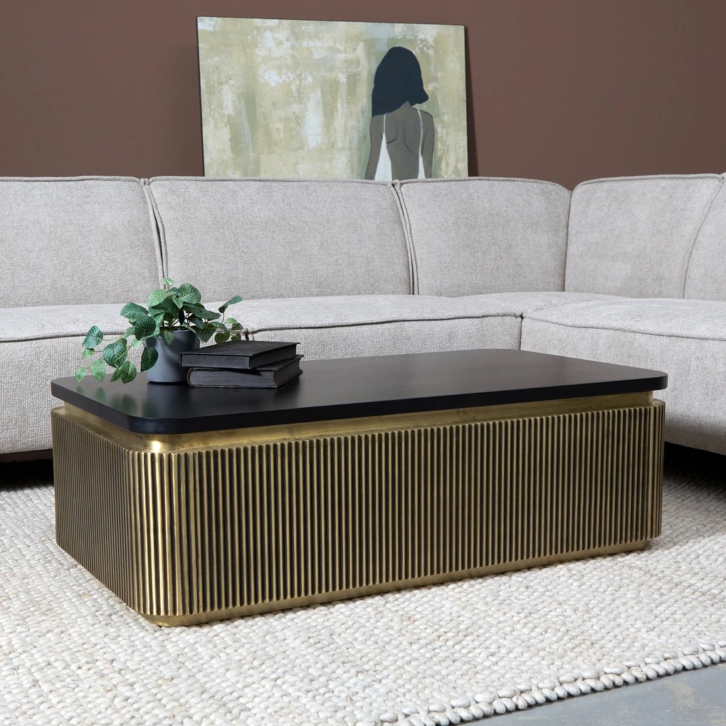 Salontafel Gouden Ribbels Rechthoekig - 110 X 60cm.