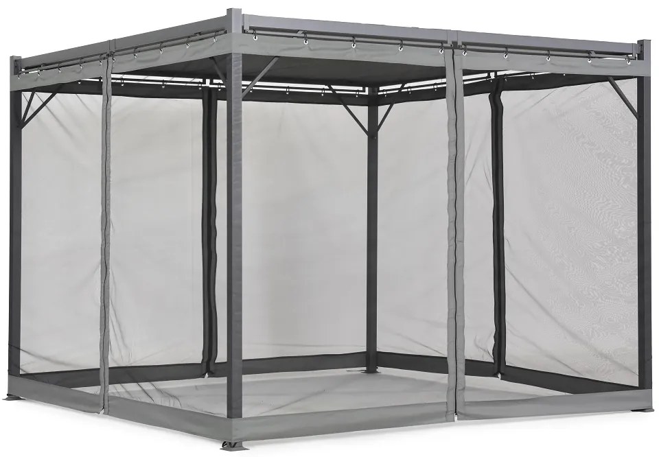 Antraciet Malaga terraspergola 3x4m met muggengaas Garden Point
