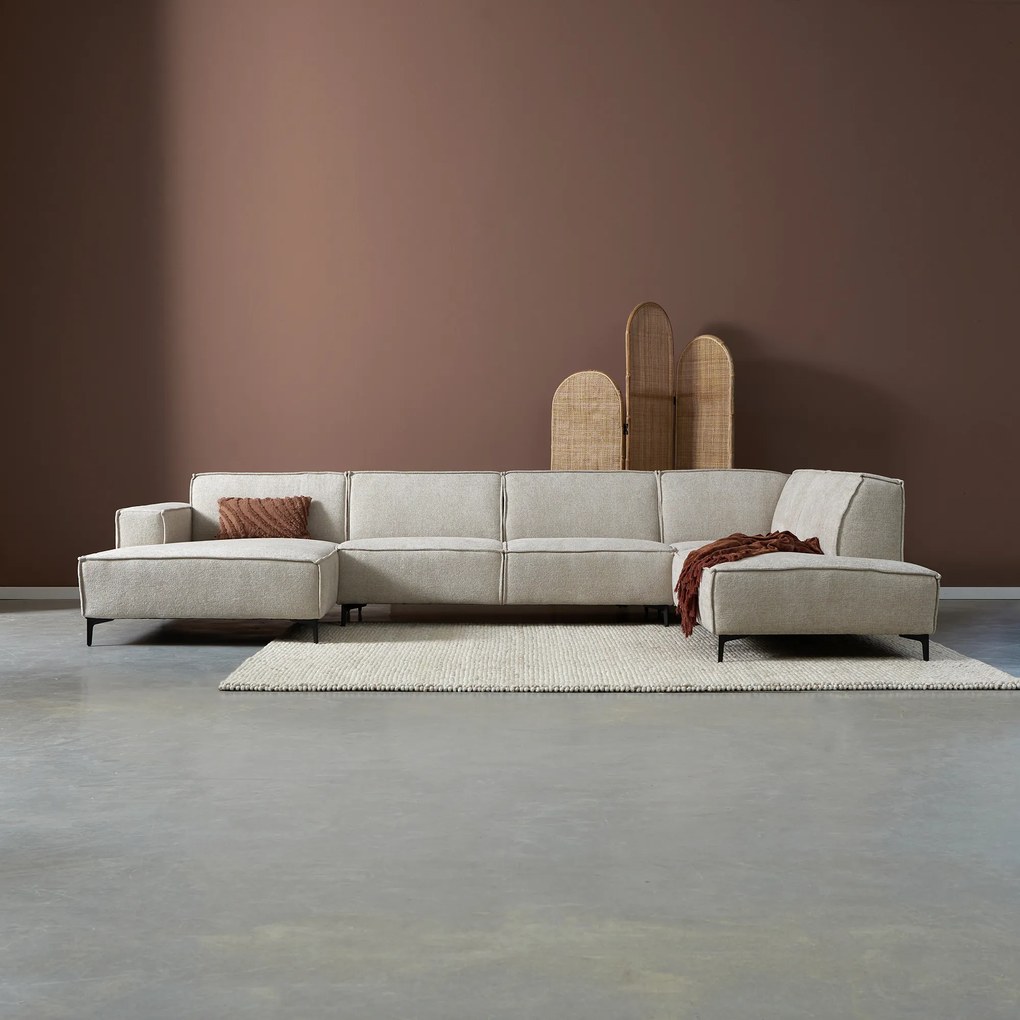 PEPP Interiors River Moderne U-bank Beige Stof Chaise Longue Links