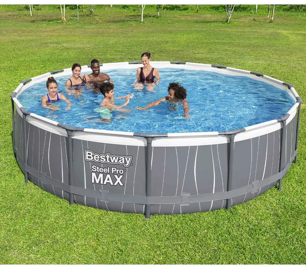 Bestway frame zwembad steel pro max set rond 457 cm met ledverlichting