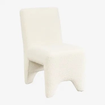 Eetkamerstoel Van Hout En Bekleed Met Bouclé Stof Kamez Bouclé Wit - Sklum