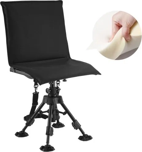 VEVOR Opvouwbare kampeerstoel, visstoel met stalen frame, zitting en draaibare poten, in hoogte verstelbare opvouwbare tuinstoel (draagvermogen 158 kg), 360° stille rotatie, voor picknicks in de buitenlucht