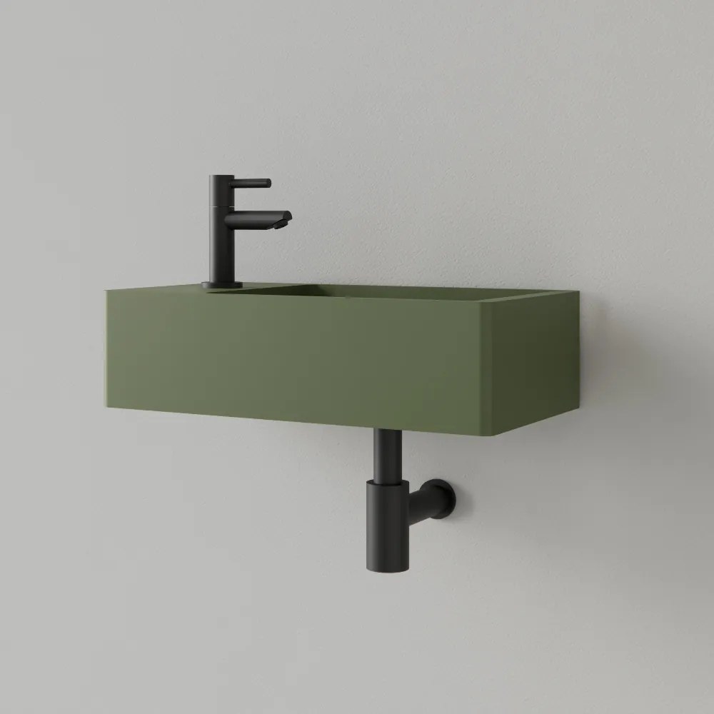 Sanigoods Luko fontein 40x22cm links met kraangat olijfgroen