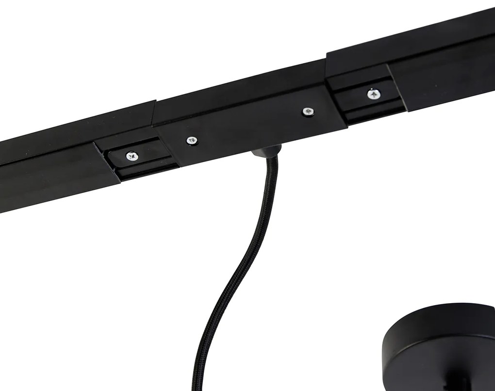 1-fase railsysteem donkerbrons met 4 spots en I voeding rond - Jeana