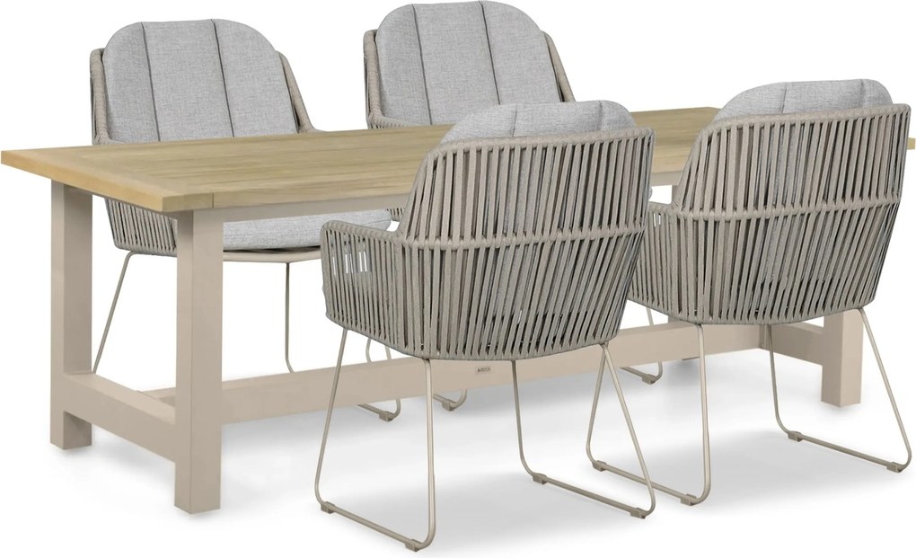 Tuinset 4 personen 200 cm Rope Taupe Domani Furniture Trivento/San