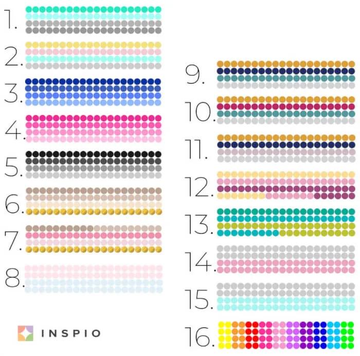 INSPIO Cirkel stippen in 16 kleuren voor in een kamer, muurstickers