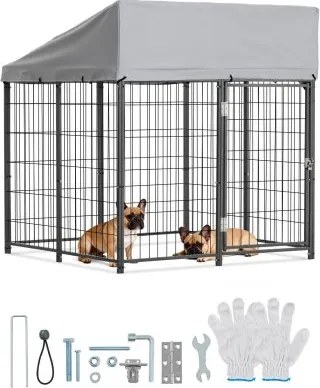 VEVOR Hondenren, 1,12 x 1,15 x 1,25 m, Hondenhok met veiligheidsslot, Buitenhondenhok met UV-bestendige en waterdichte dakbedekking, Robuuste hondenren/verblijf voor grote honden