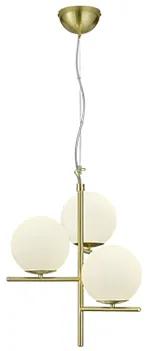 Hanglamp goud met opaal glas 3-lichts - Flore Art Deco E14 bol / globe / rond Binnenverlichting Lamp