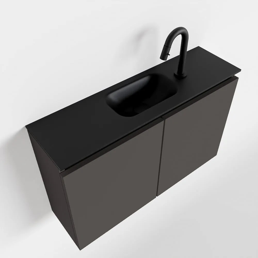 Mondiaz Ture 80cm toiletmeubel dark grey met wastafel urban midden 1 kraangat