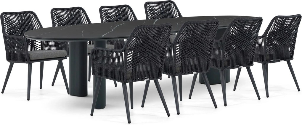 Tuinset 8 personen 300 cm Aluminium/rope Grijs Coco Vedra/Weave