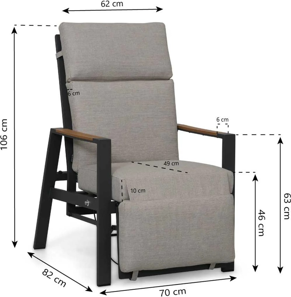 Lifestyle Garden Furniture Camino Relax Stoel Gasveer Verstelbaar Aluminium Grijs