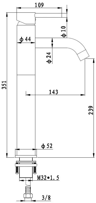 Best Design Nero wastafelkraan verhoogd 35cm zwart mat