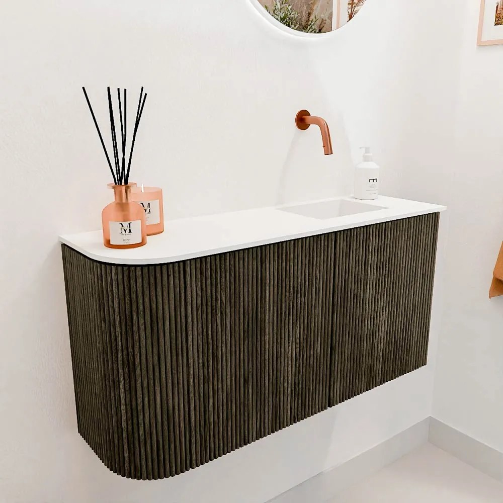 Mondiaz Joya 80cm toiletmeubel ronding links shadow met wastafel faye rechts zonder kraangat talc