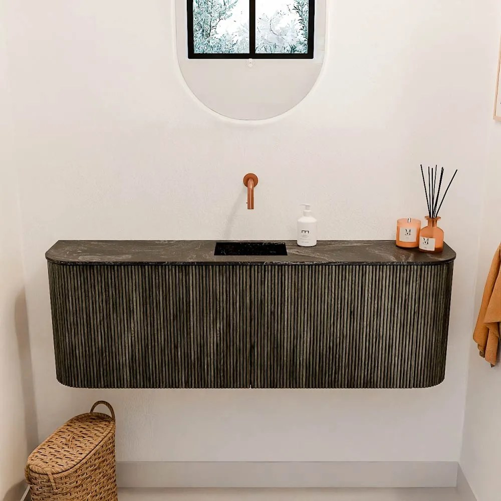Mondiaz Joya DLux 125cm toiletmeubel ronding links/rechts shadow met wastafel faye midden zonder kraangat lava