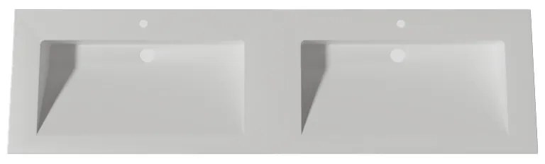 Lambini Designs Flora solid surface wastafel 160cm met kraangaten wit mat