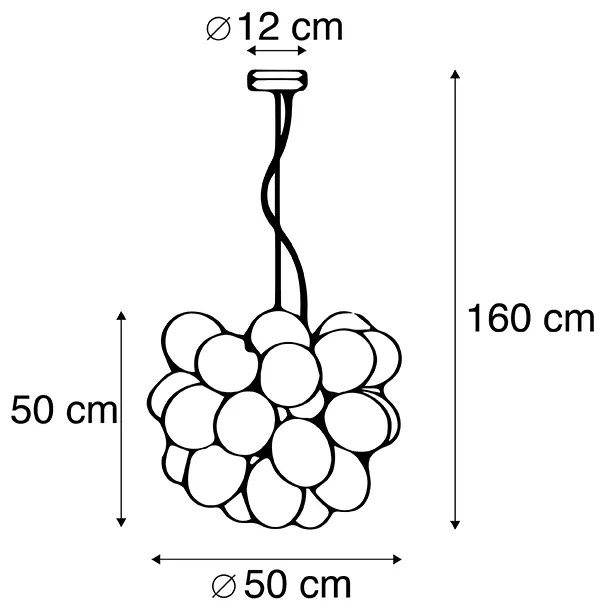 Eettafel / Eetkamer Smart hanglamp met dimmer zwart met smoke glas 8-lichts rond incl. 8 Wifi G9 - Uvas Art Deco G9 Binnenverlichting Lamp