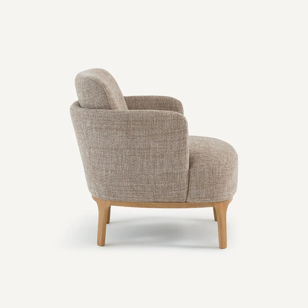 Fauteuil in gemêleerde stof en massief eiken, Jabote