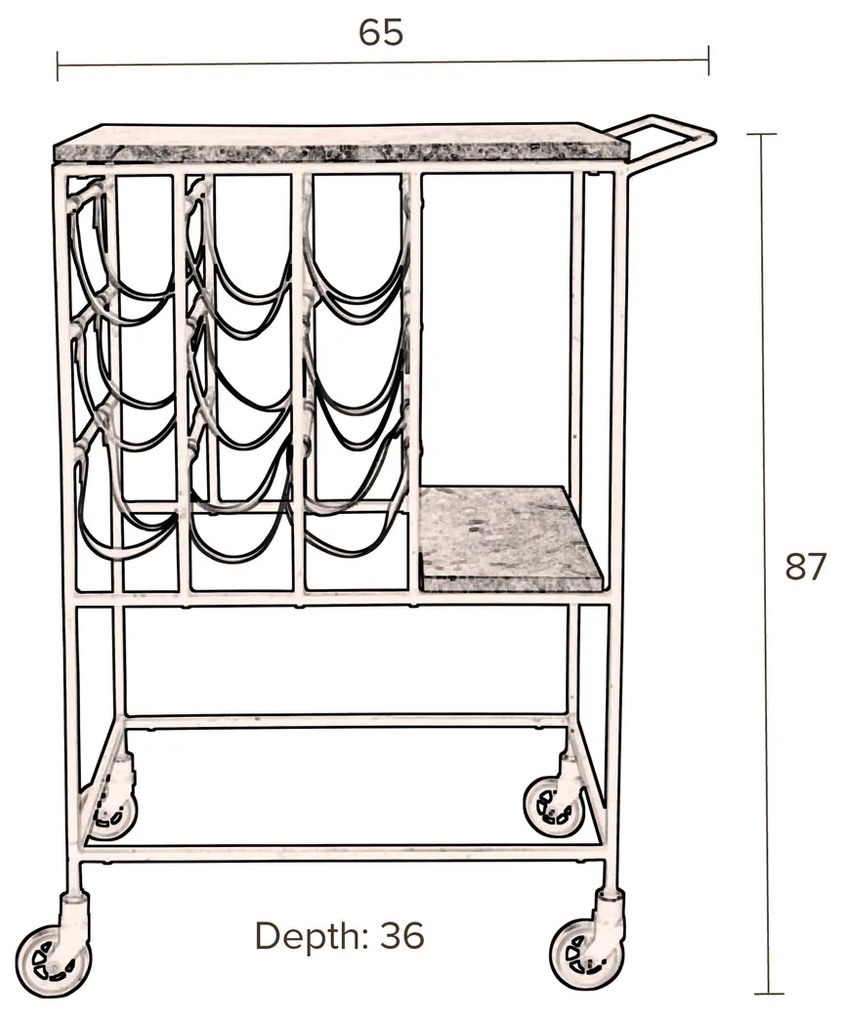 Dutchbone Mil Groen Marmeren Trolley - 65 X 36cm.
