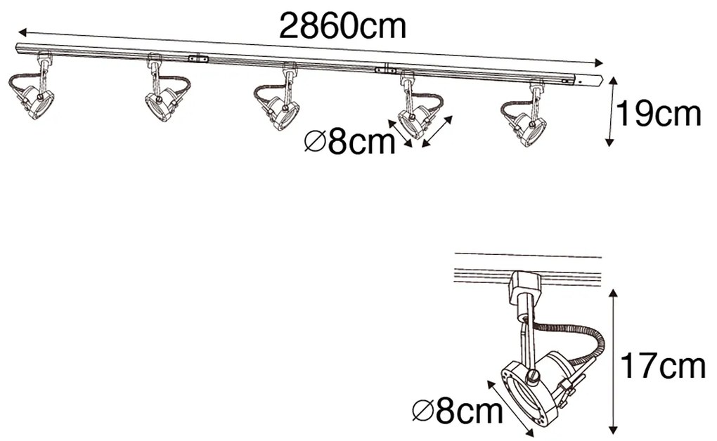 Smart railsysteem zwart 1-fase incl. 5 Wifi GU10 - Suplux Industriele / Industrie / Industrial, Modern GU10 Binnenverlichting Lamp