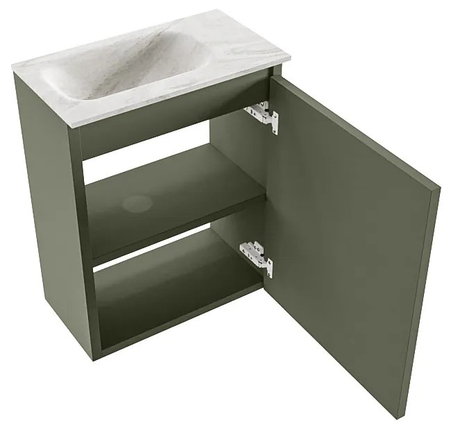 Mondiaz Ture DLux toiletmeubel 40cm army met wastafel ostra links zonder kraangat