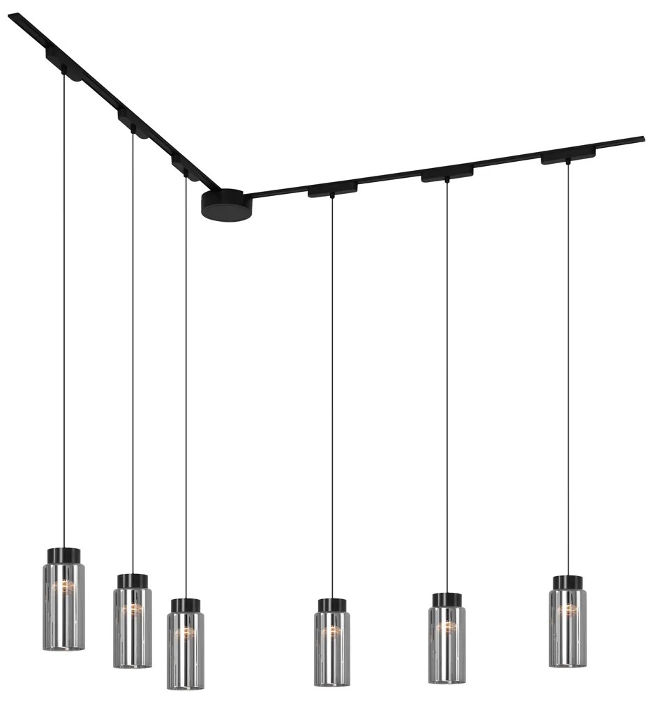 LED Modern railsysteem met 6 hanglampen zwart 1-fase - Magnetic Vance Modern Binnenverlichting Lamp