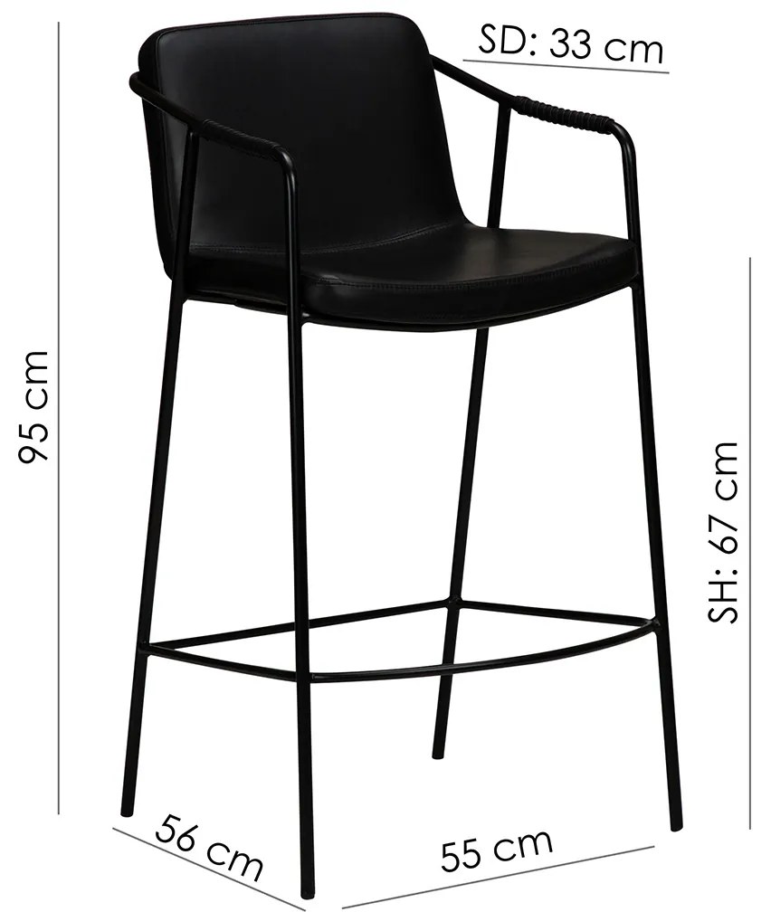 Dan-Form Boto Lage Barkruk Minimalistisch Design Zwart Kunstleer