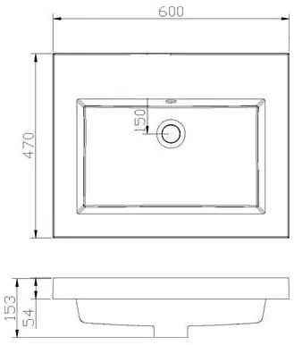 Lambini Designs Como wastafel mineraalmarmer 60cm zonder kraangat wit glans