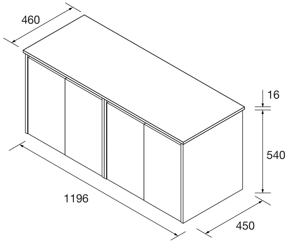 Muebles Project badmeubel 120cm met 4 deuren en toppaneel wit glans