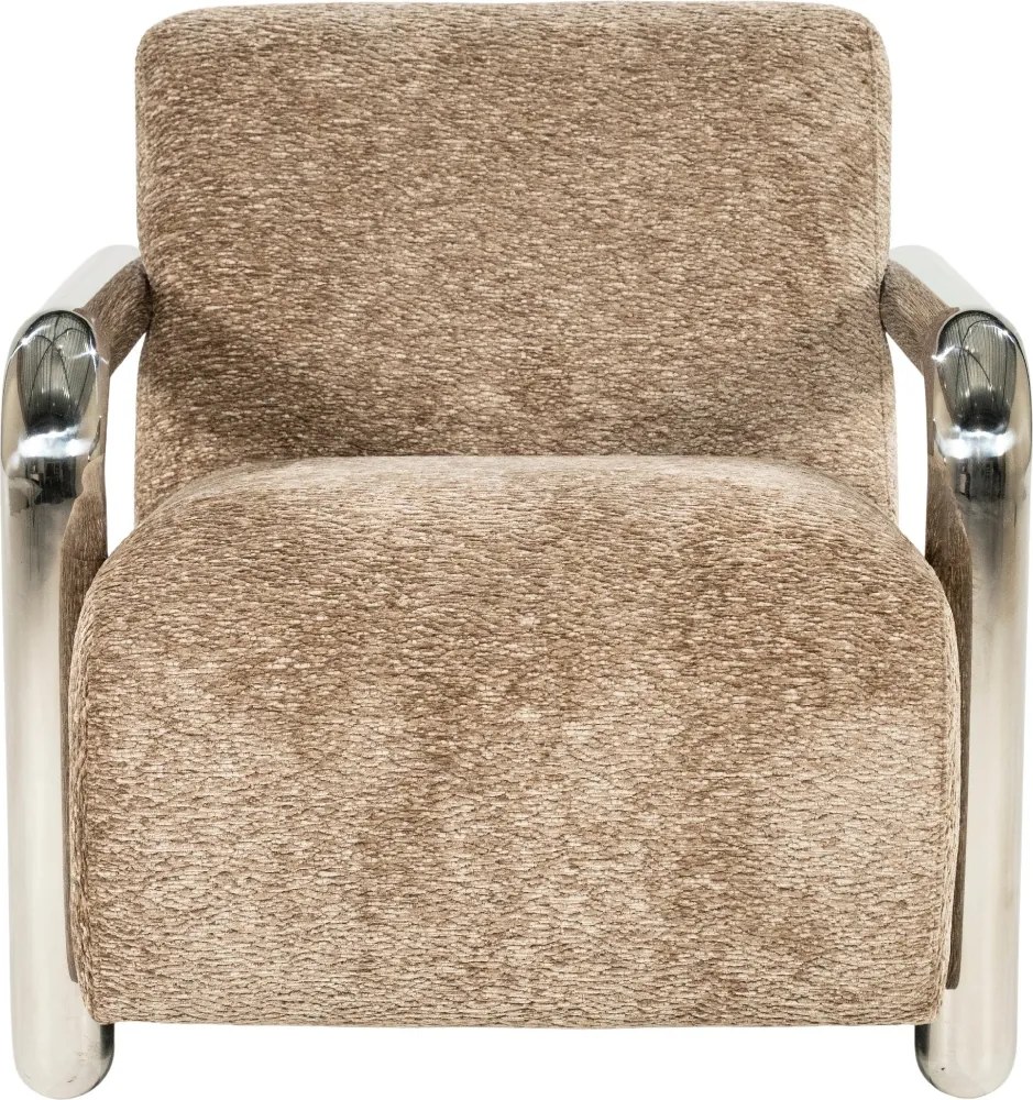 Fauteuil Chromen Armen Taupe