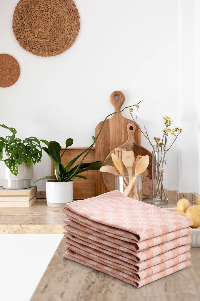 Theedoek ruit – 6 stuks – 50×70 – zand