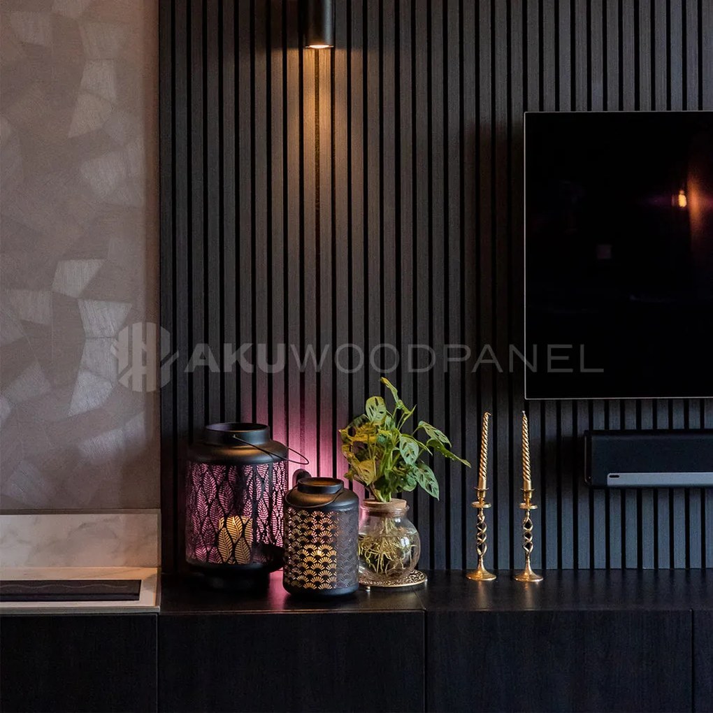 AkuPanel 300 cm Zwart Eiken   - Akoestische panelen