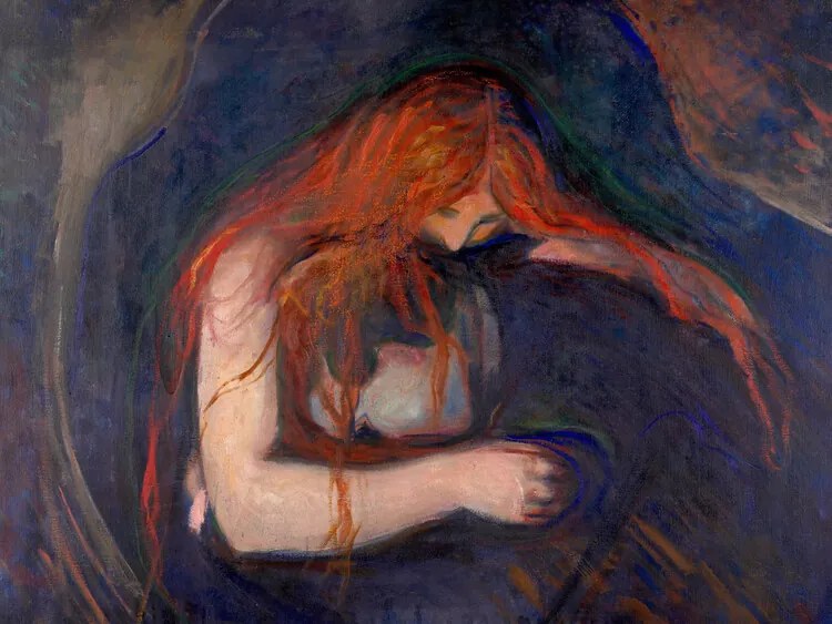 Kunstreproductie Love & Pain, The Vampire, Edvard Munch