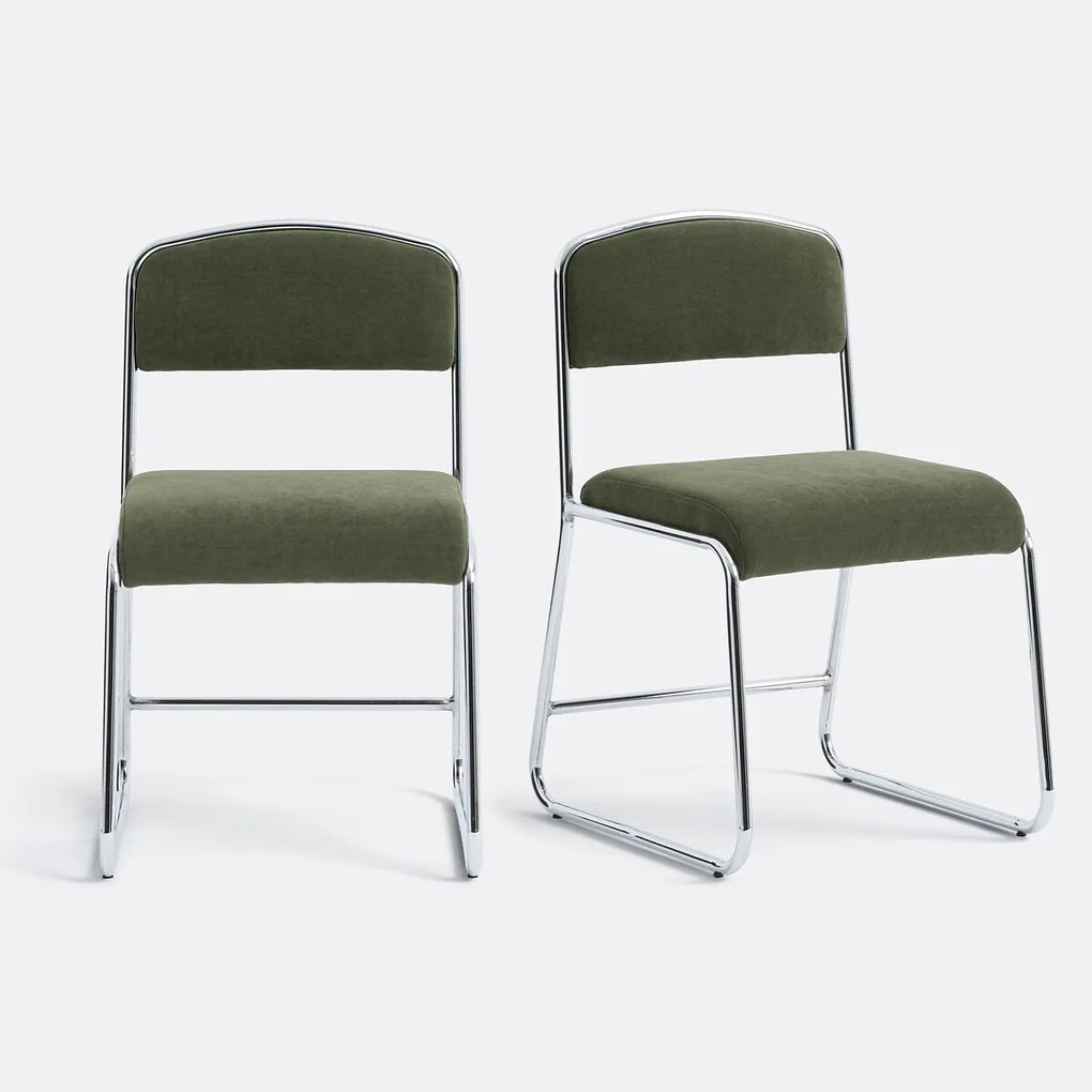 Set van 2 stoelen van chroom en stof Celestina