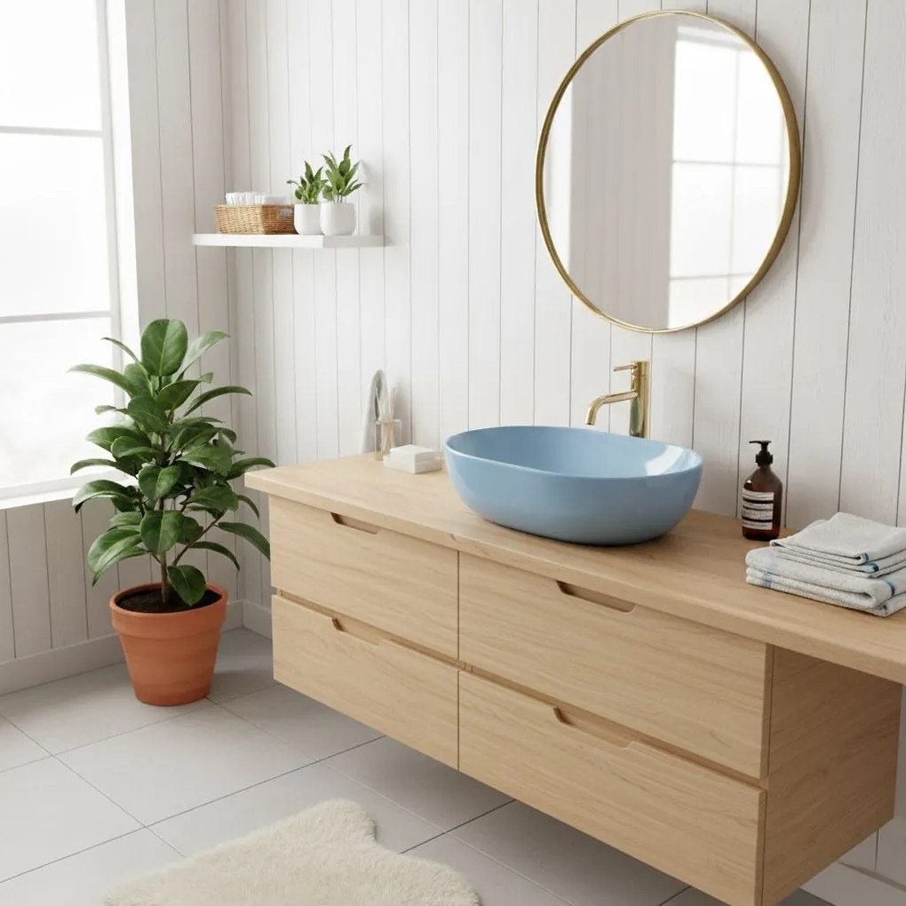 Opzetwastafel Rea LISA L.BLUE SHINY