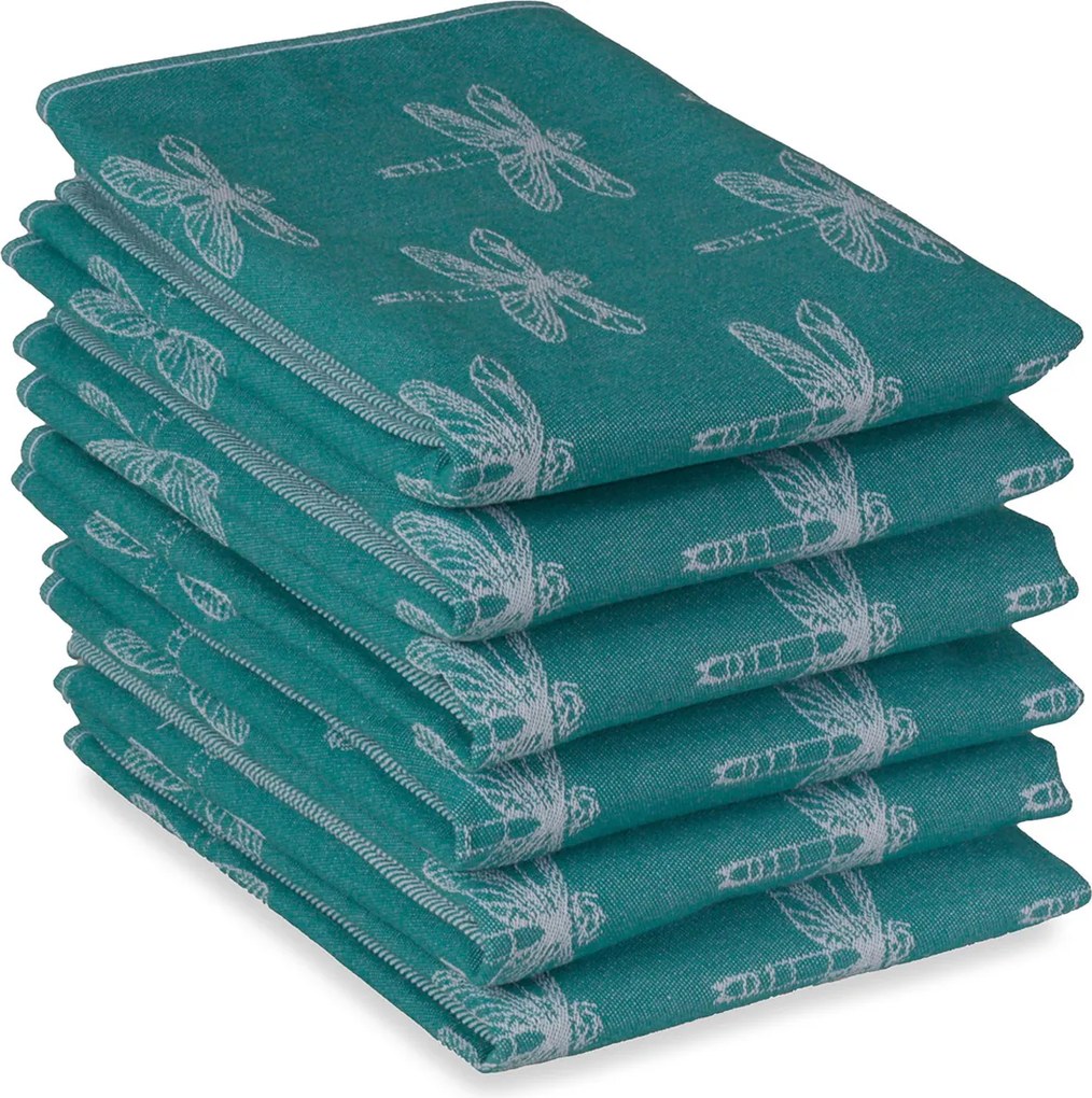Theedoek smaragdlibel – 6 stuks – 50×70 – groenblauw