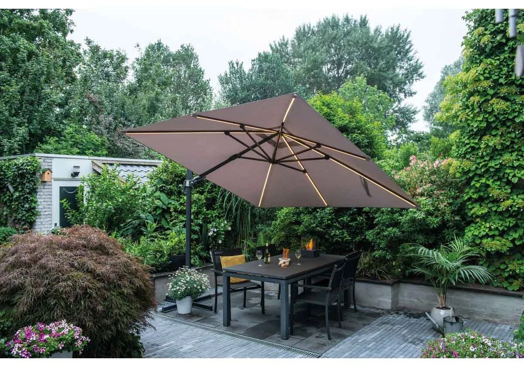 Garden Impressions Hawaii zweefparasol Lumen LED 300x300 cm - zand