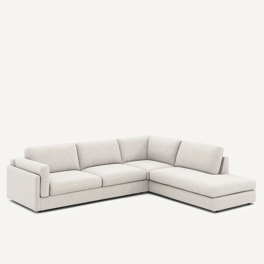 Hoekslaapbank met longchair, in gespikkeld canvas, CÉSAR