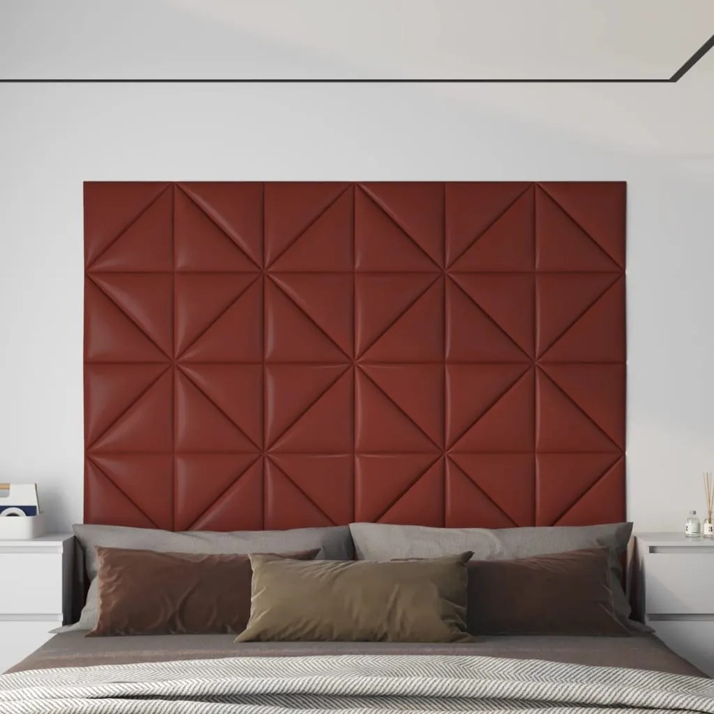 vidaXL Wandpanelen 12 st 1,08 m² 30x30 cm kunstleer wijnrood