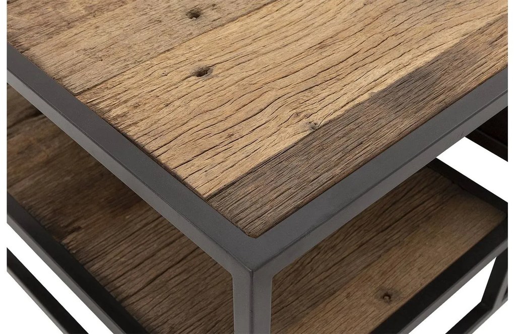 Goossens Eco Salontafel Otik rechthoekig, hout teak onbewerkt, urban industrieel, 120 x 44 x 70 cm
